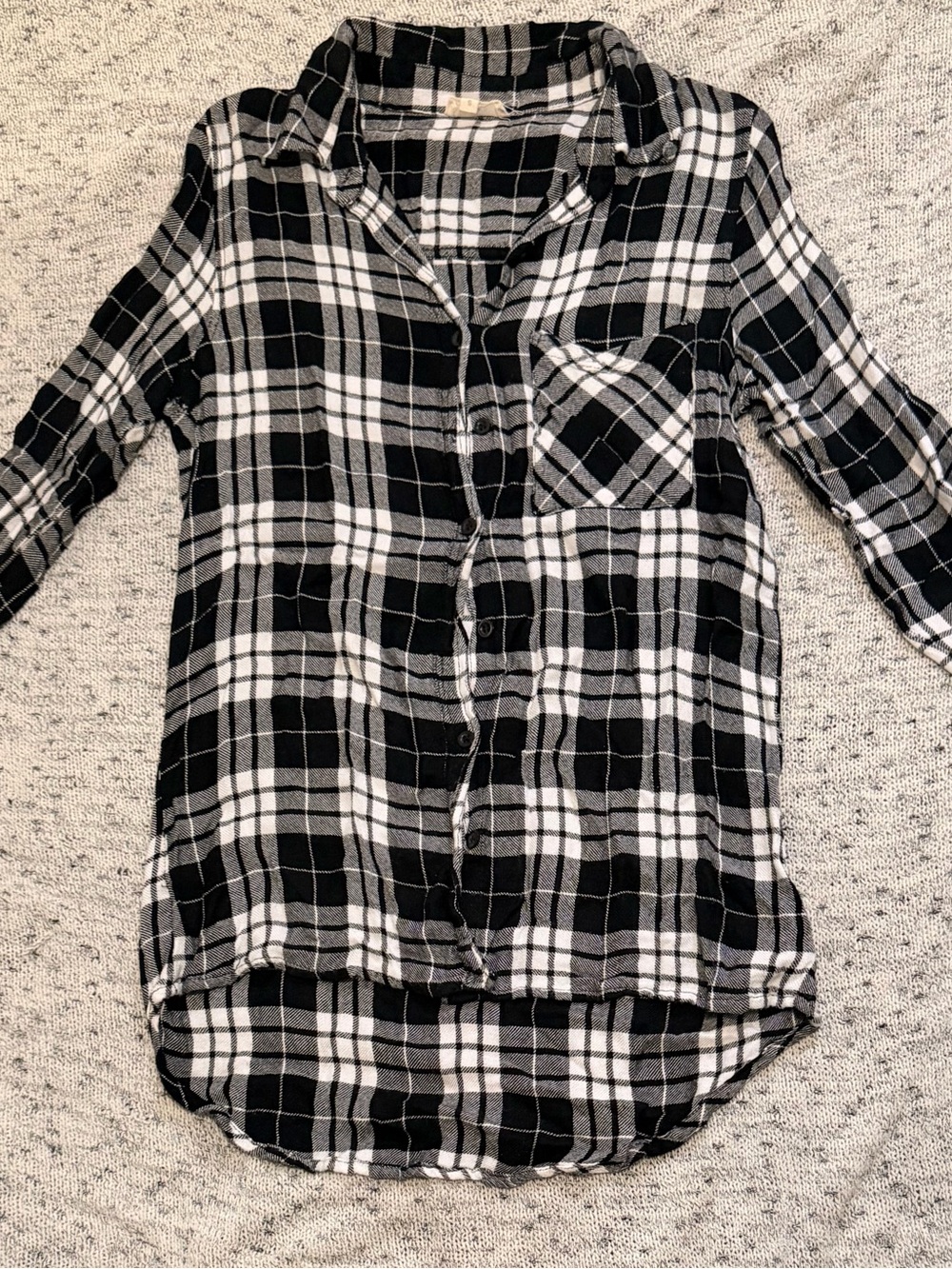 Black and White Plaid Button-Up Shirt